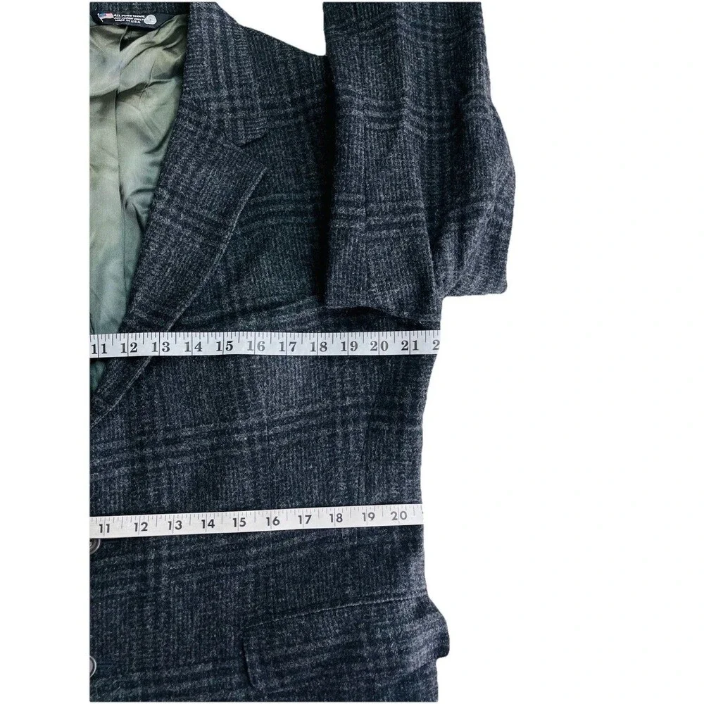 John Alexander Premium Men 42S Dark Plaid Wool Sport Coat Blazer Classic Fit